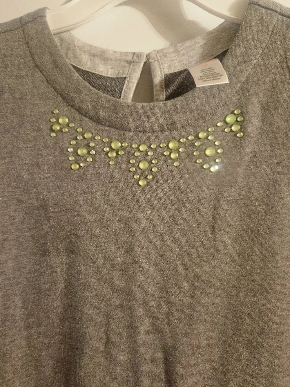 Gymboree Grey Dress with Green Stone Accent - Size 10